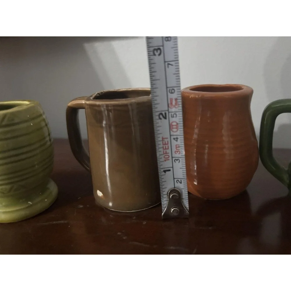 Vintage 4Pc Miniature Tiki Mask Face Mugs Shot Glasses Planters Holders